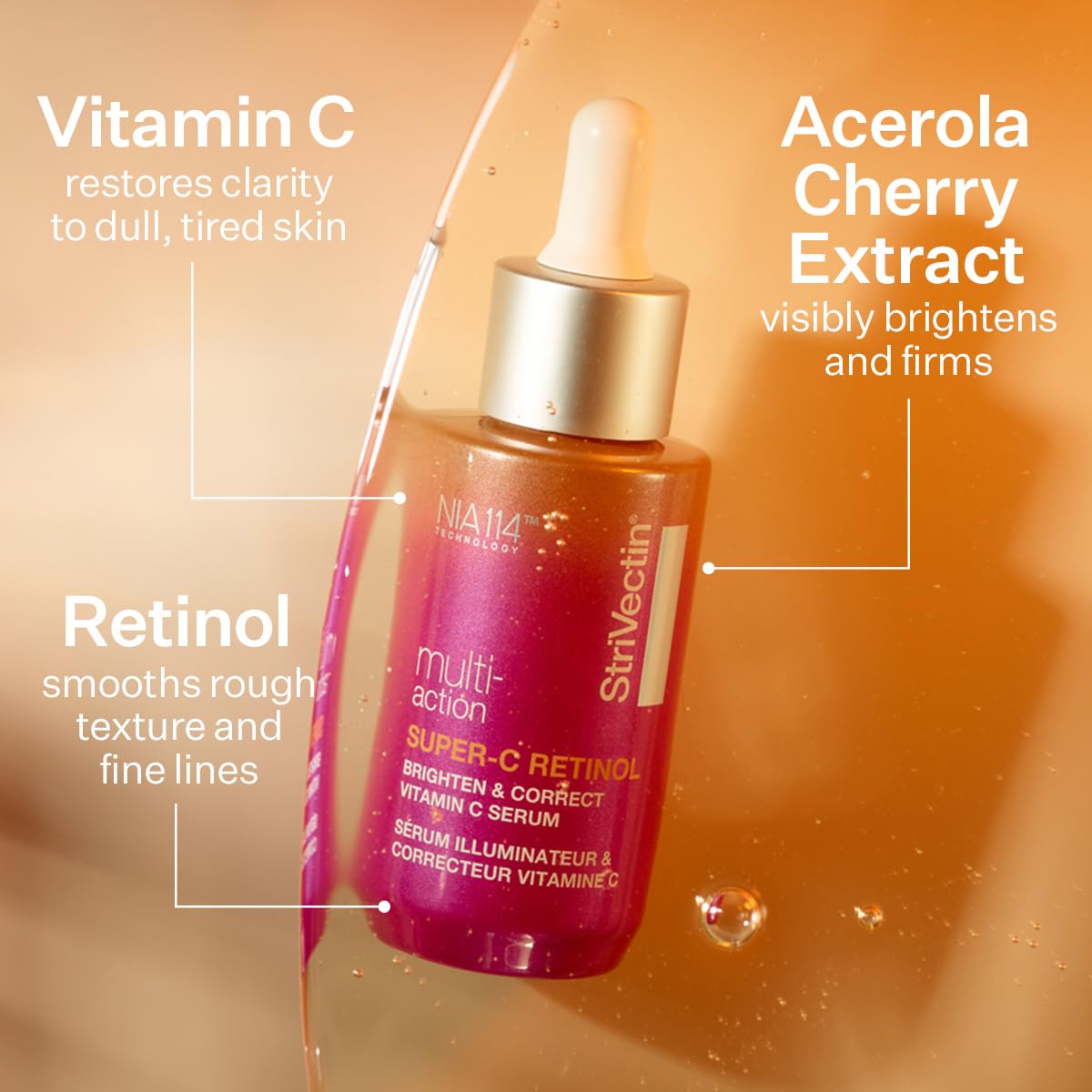 StriVectin serum texture close-up highlighting lightweight, fast-absorbing feel