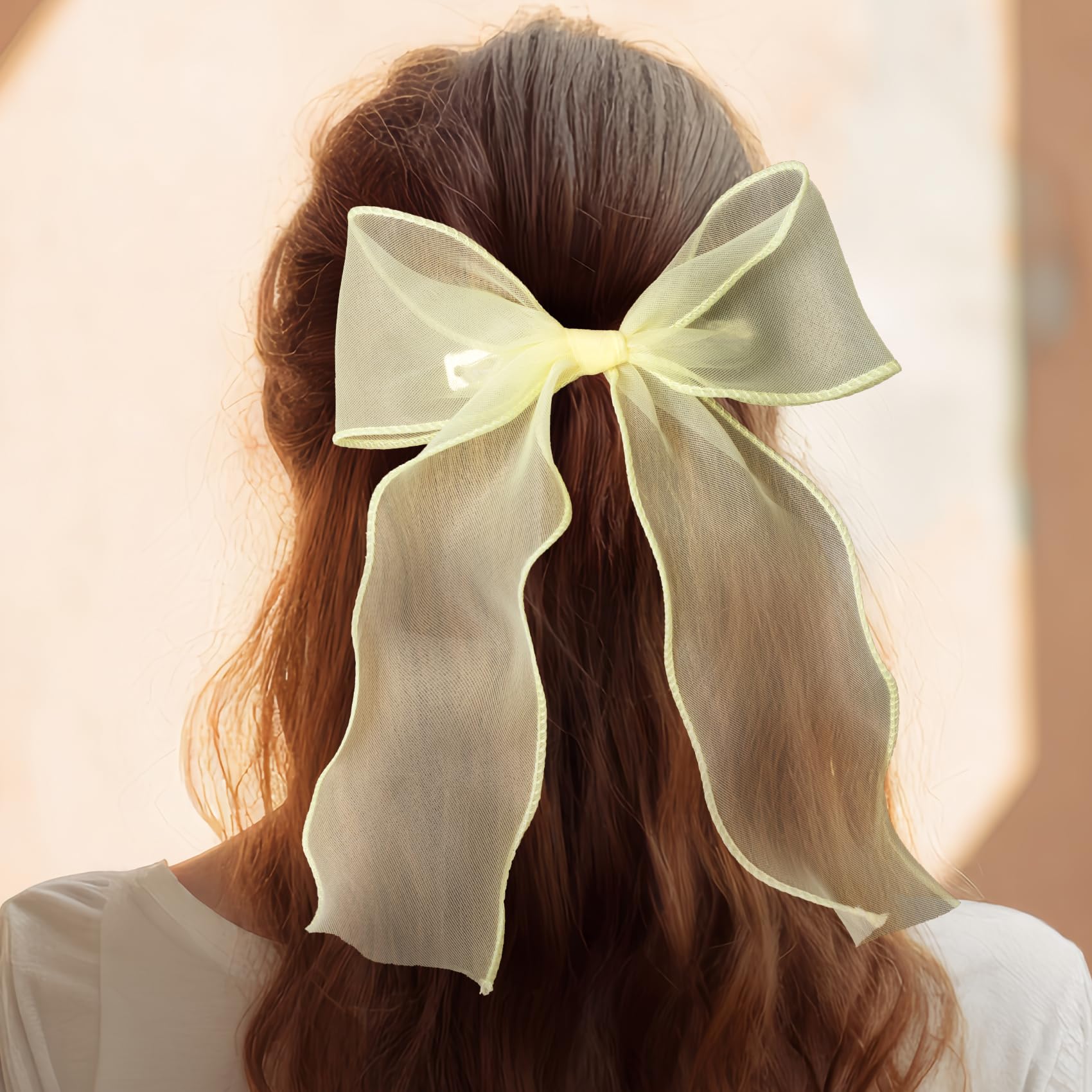 STSTR bow worn outdoors showing cheerful color benefit: bright seasonal accent