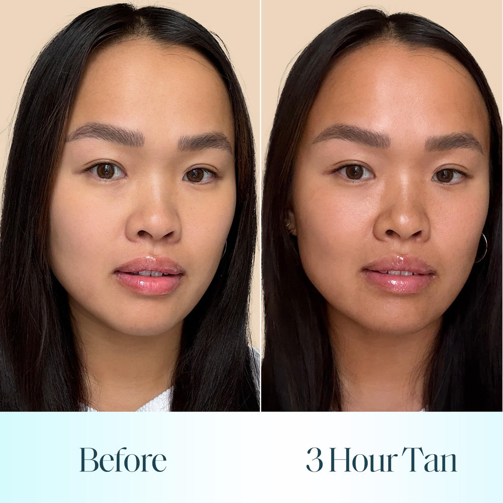 St.Tropez label close-up emphasizing hyaluronic acid and hydration benefit
