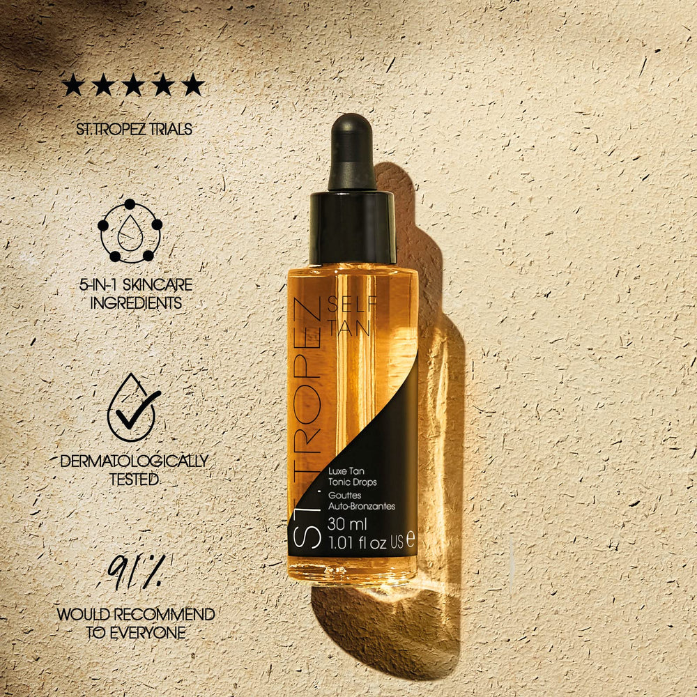 St.Tropez bottle beside travel items illustrating portable convenience