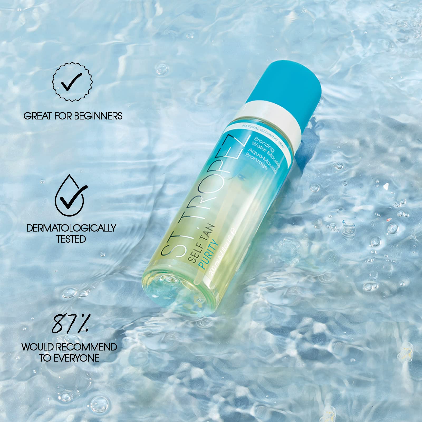 St.Tropez bottle held in hand to show travel-friendly size