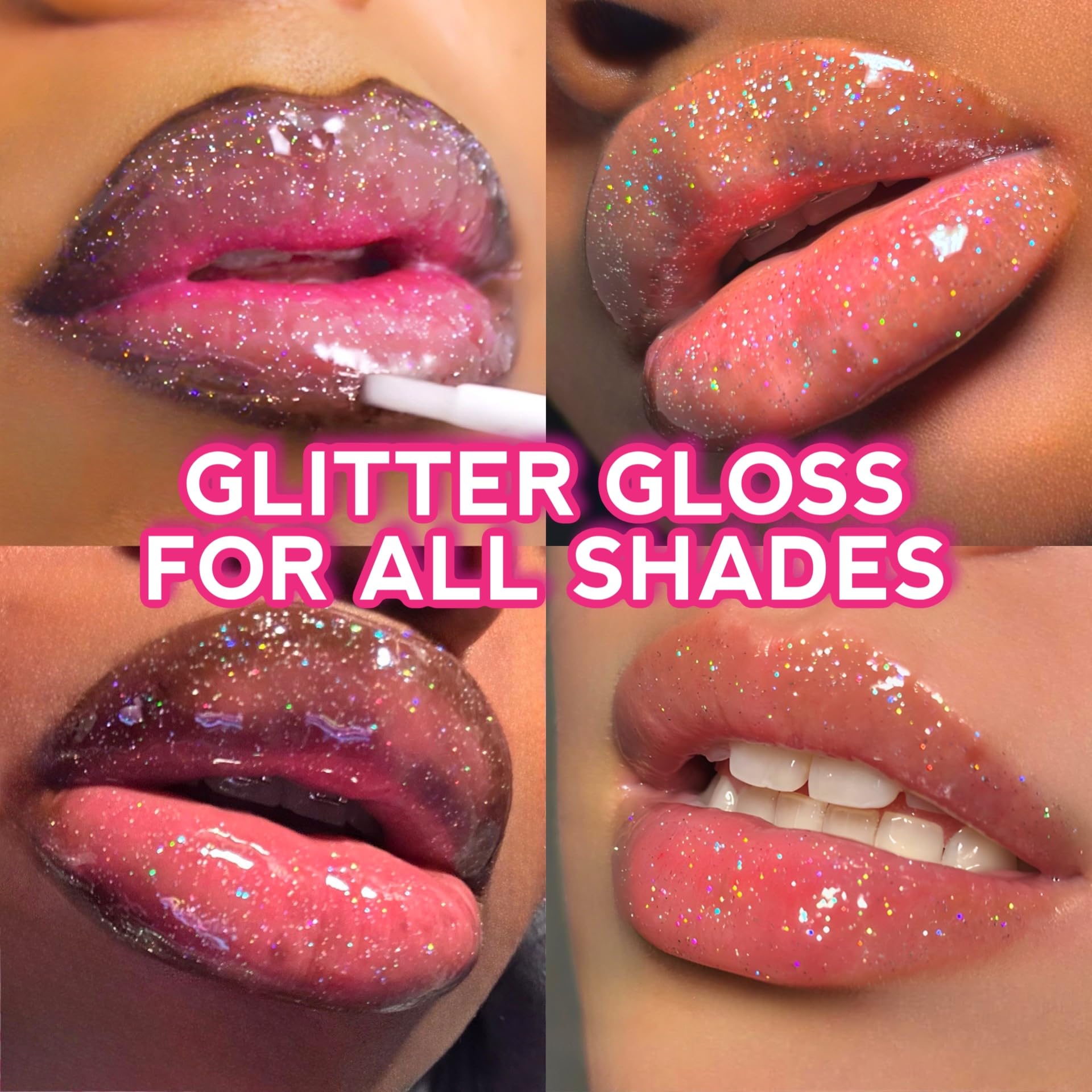 Shop Stunner Shades worn on lips showcasing multidimensional sparkle effect