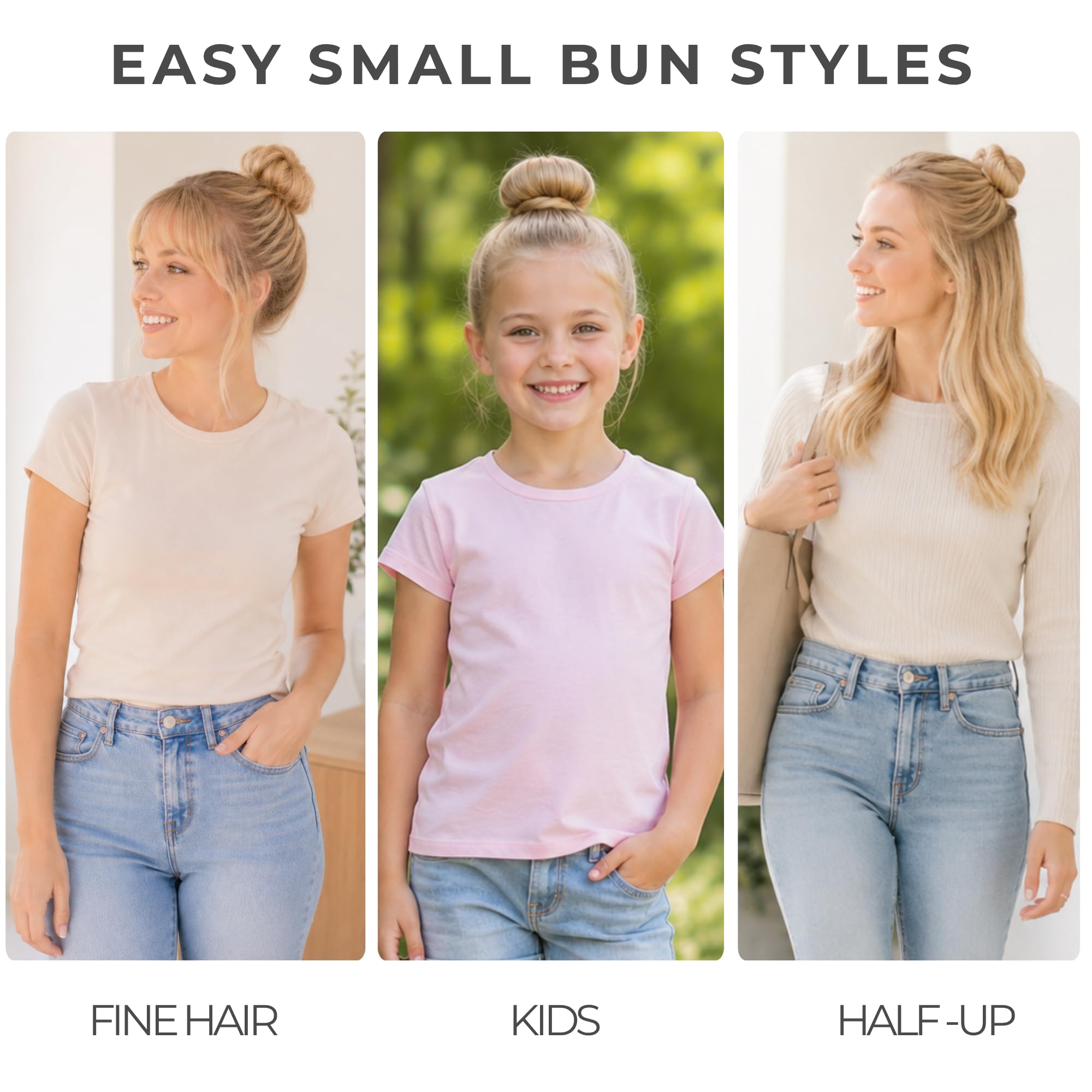 Styla Hair finished small ballet bun demonstrating tidy professional look
