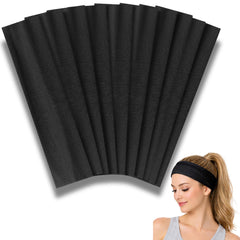 Styla Hair front pack view showing ten black headbands and neat stack benefit