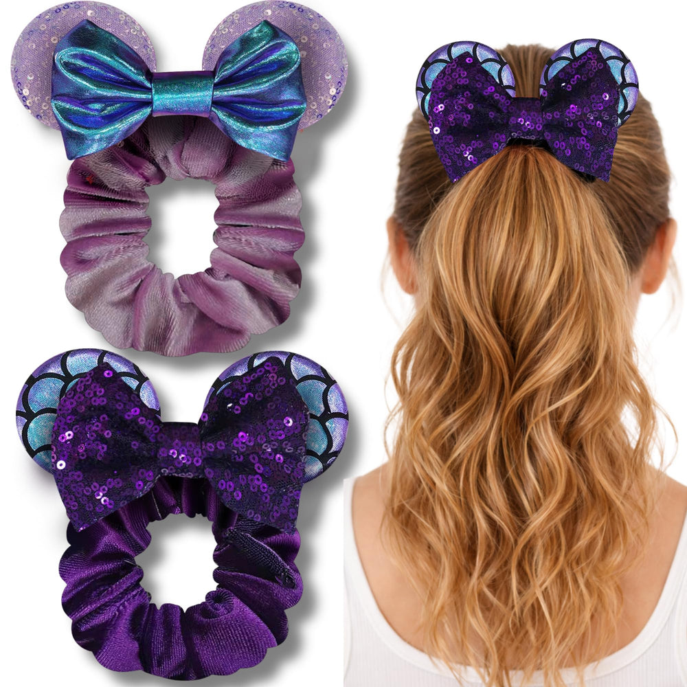 Styla Hair front packaging showing purple mermaid mouse ear scrunchies and value pack