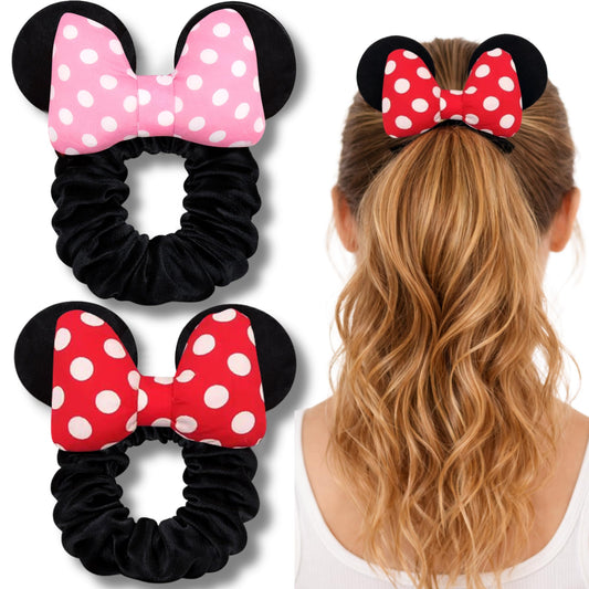 Styla Hair front pack showing red white puff dot scrunchies and value