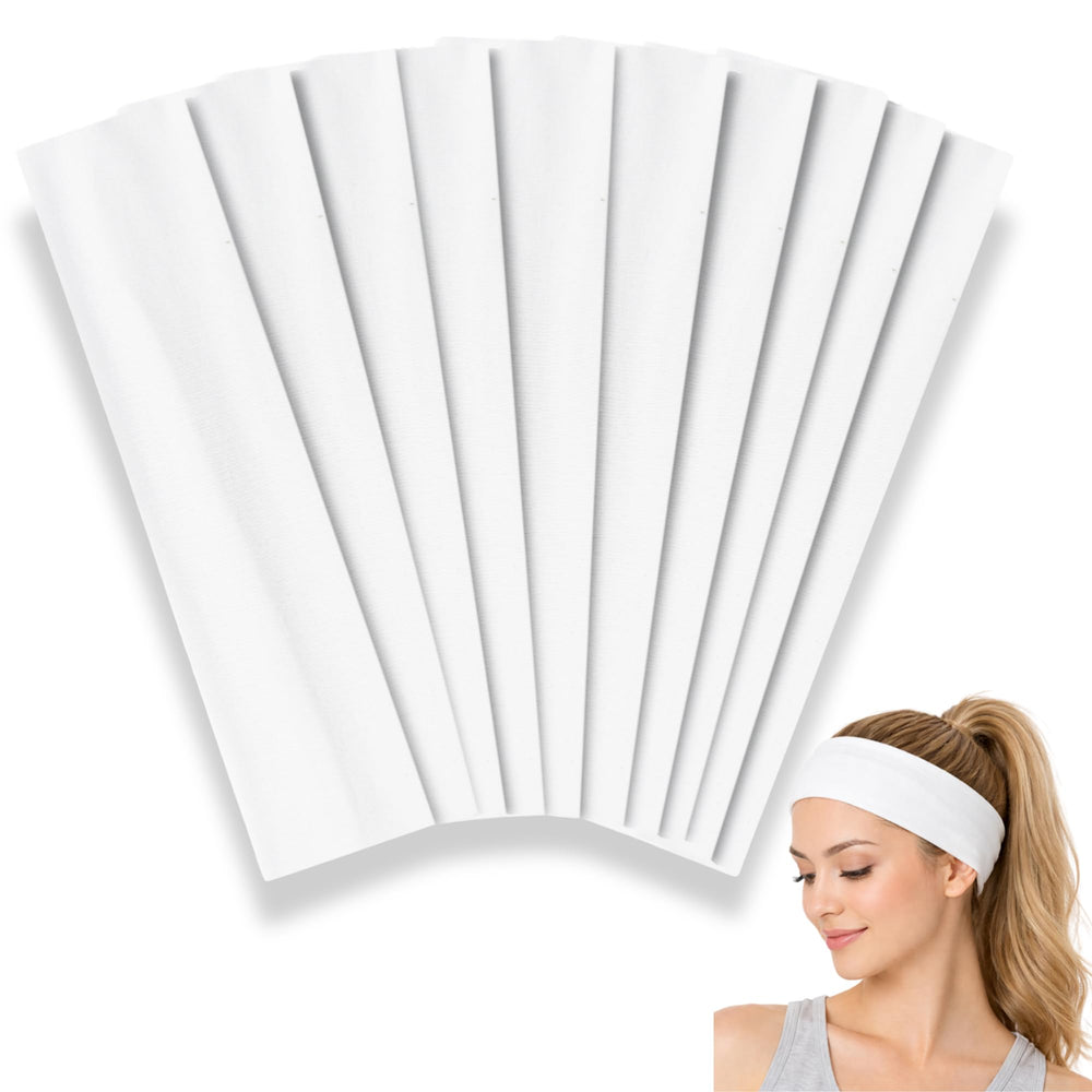 styla hair front-packaging showing ten white headbands and neat stack benefit: immediate starter set
