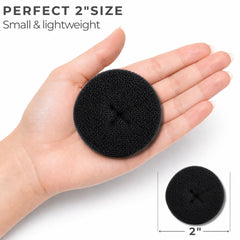 Styla Hair size comparison with hair tie, shows compact 2-inch scale