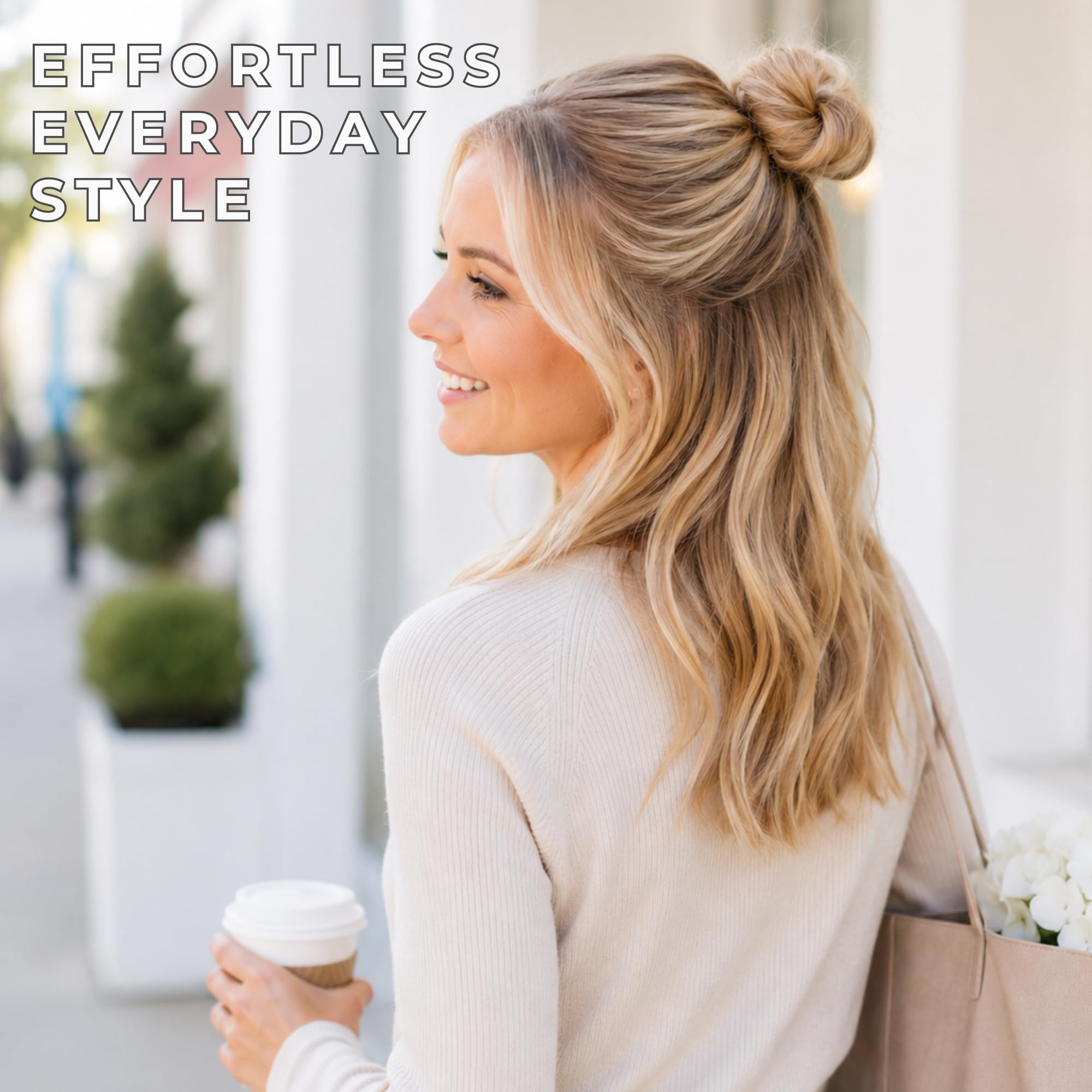 Styla Hair child wearing sock bun showcasing quick easy styling