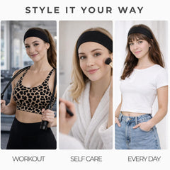 Styla Hair headband next to ruler showing 2.25-inch width and fit benefit