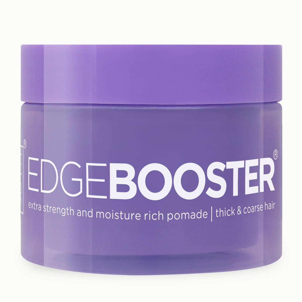 Style Factor jar front view showing label and violet crystal scent, clear product identity and appeal