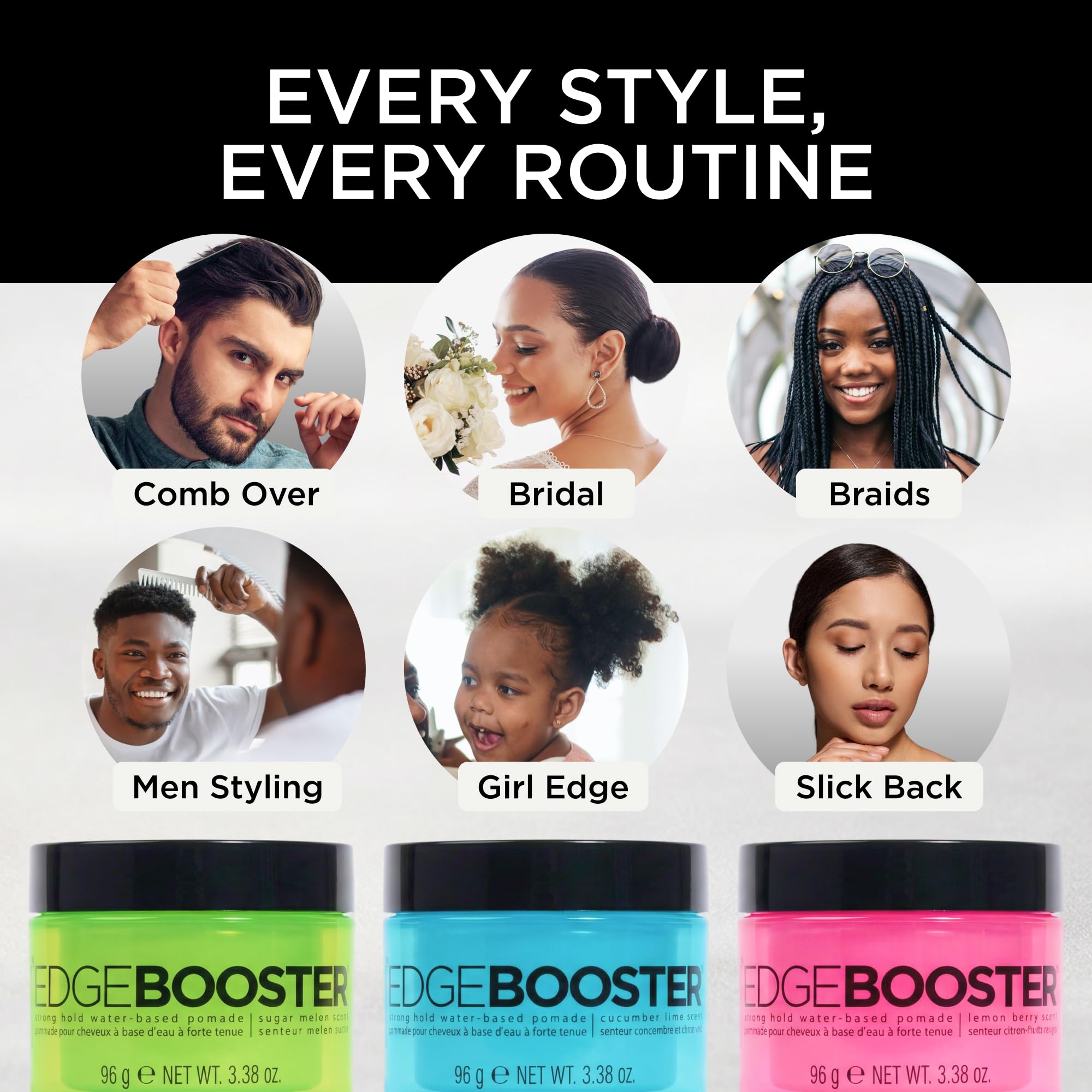 Style Factor EDGE BOOSTER on a bathroom shelf showcasing daily styling routine