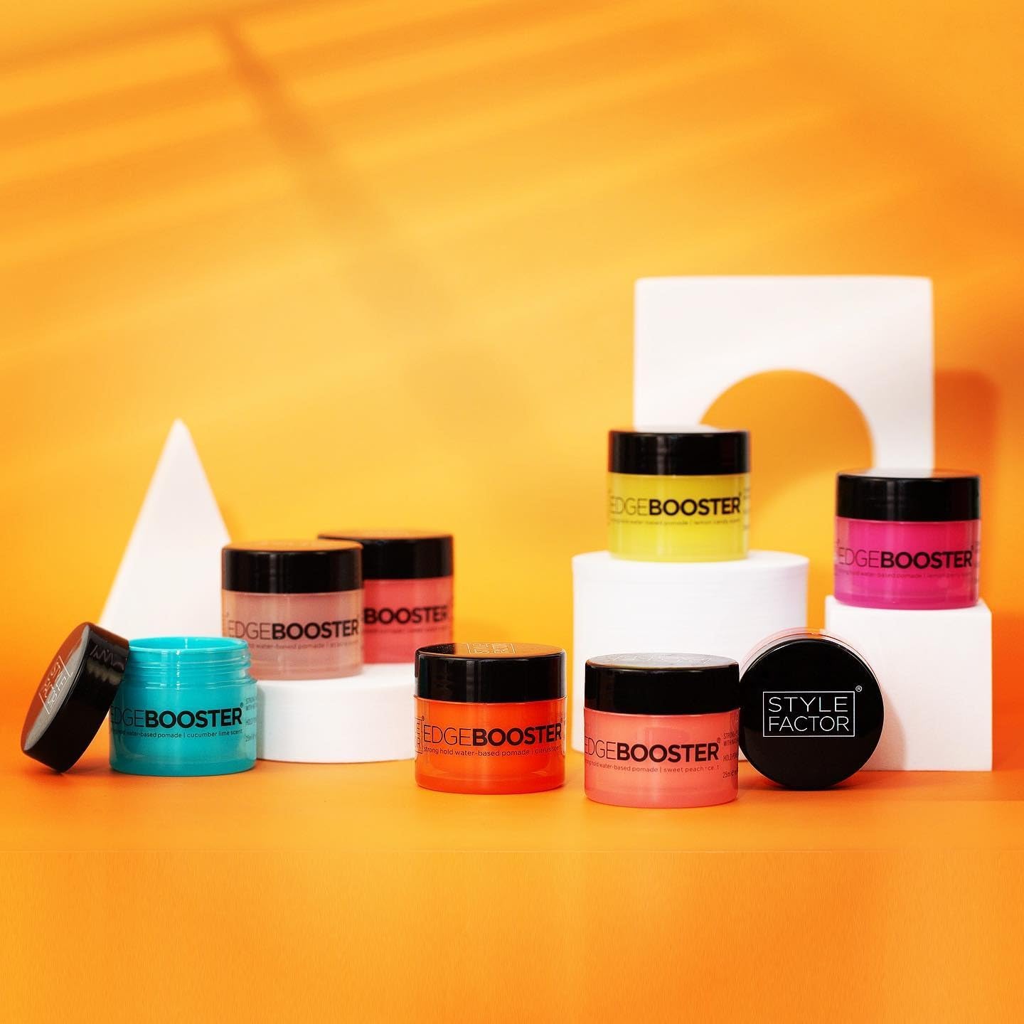 Style Factor EDGEBOOSTER label detail showing argan oil ingredient and moisturizing benefit
