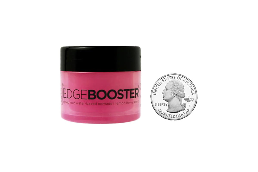 Style Factor EDGEBOOSTER open jar texture showing glossy pomade and argan oil moisture benefit
