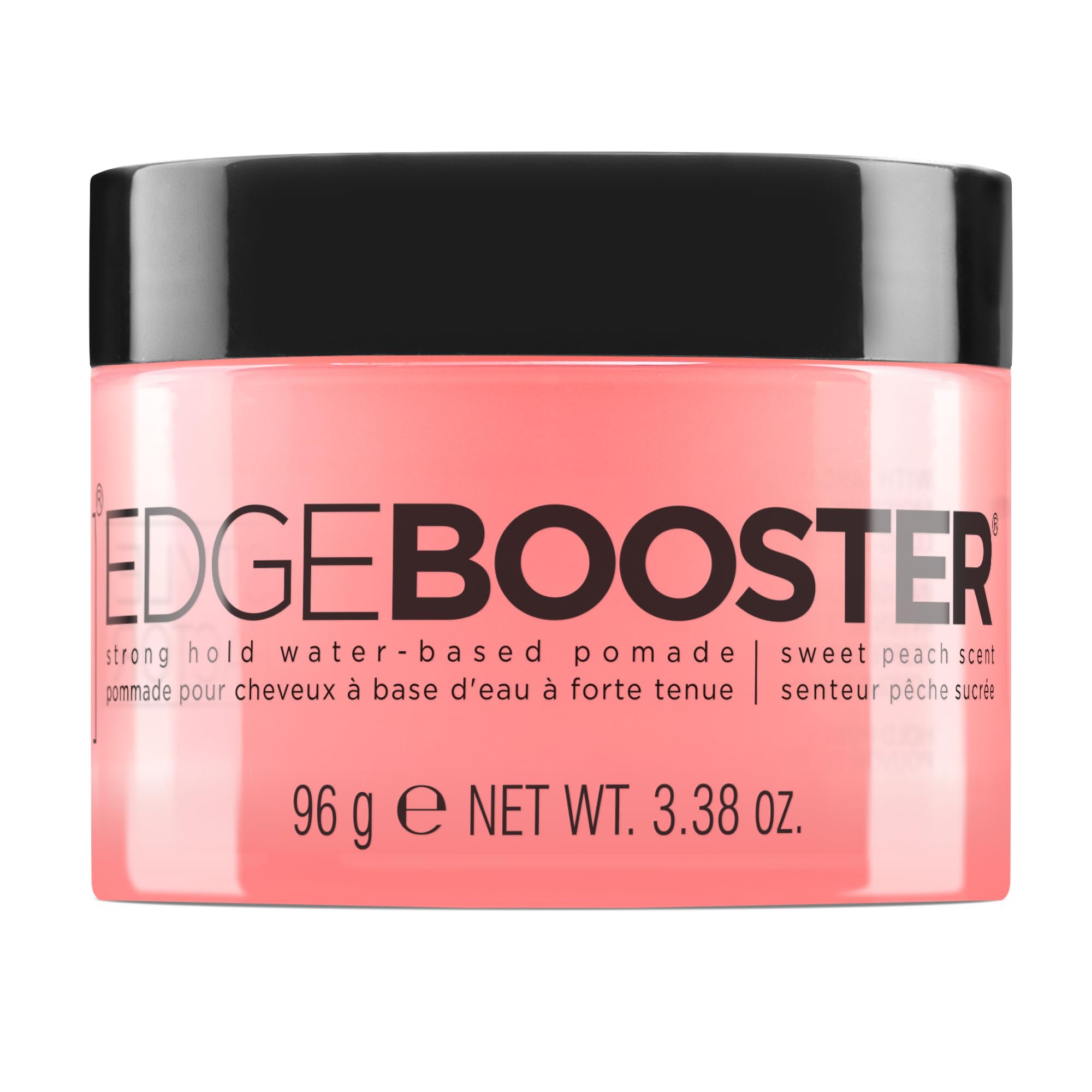 Style Factor jar front packaging showing Sweet Peach and strong-hold benefit