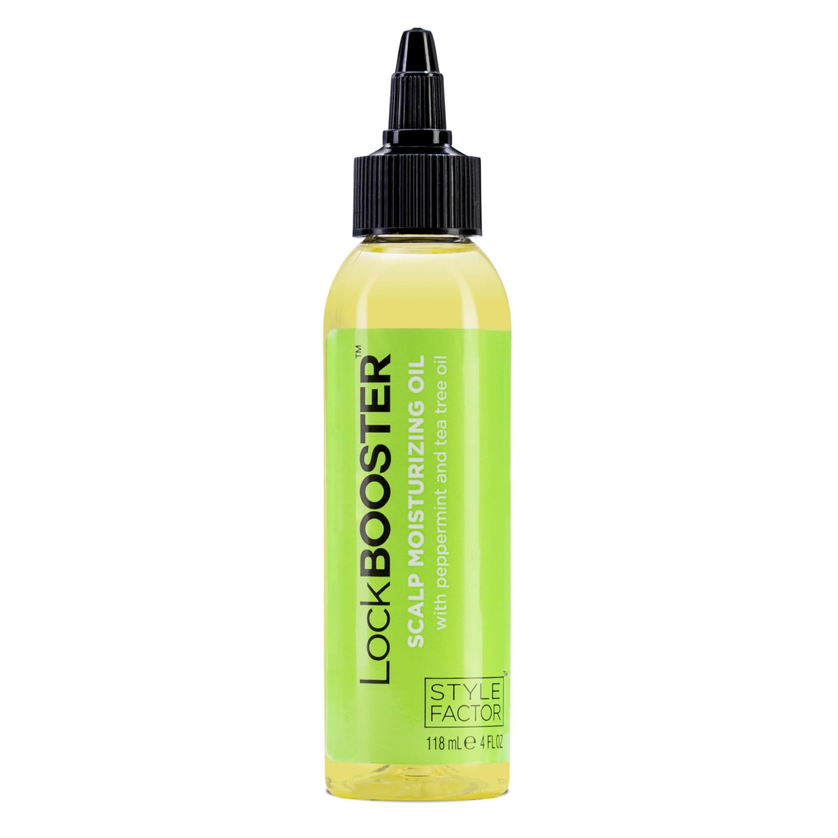 Style Factor LockBOOSTER front bottle view showing product and benefits