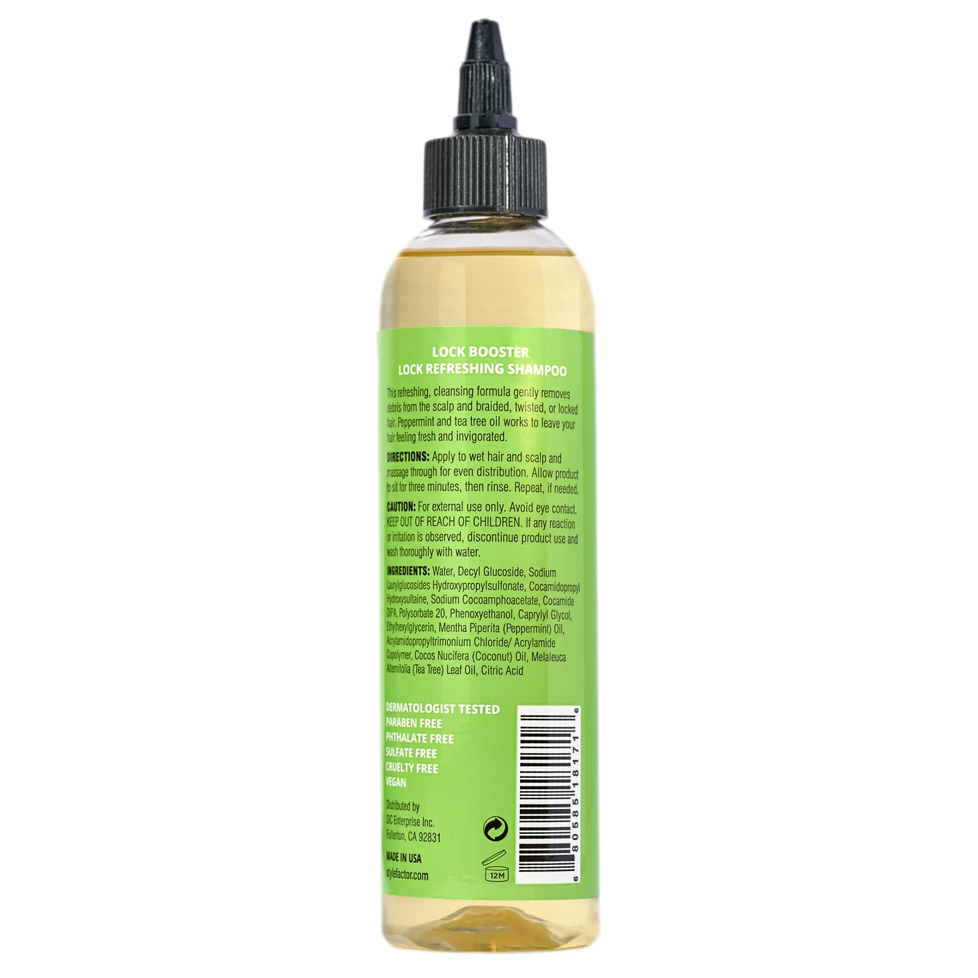Style Factor bottle on bathroom shelf in lifestyle setting promoting routine use