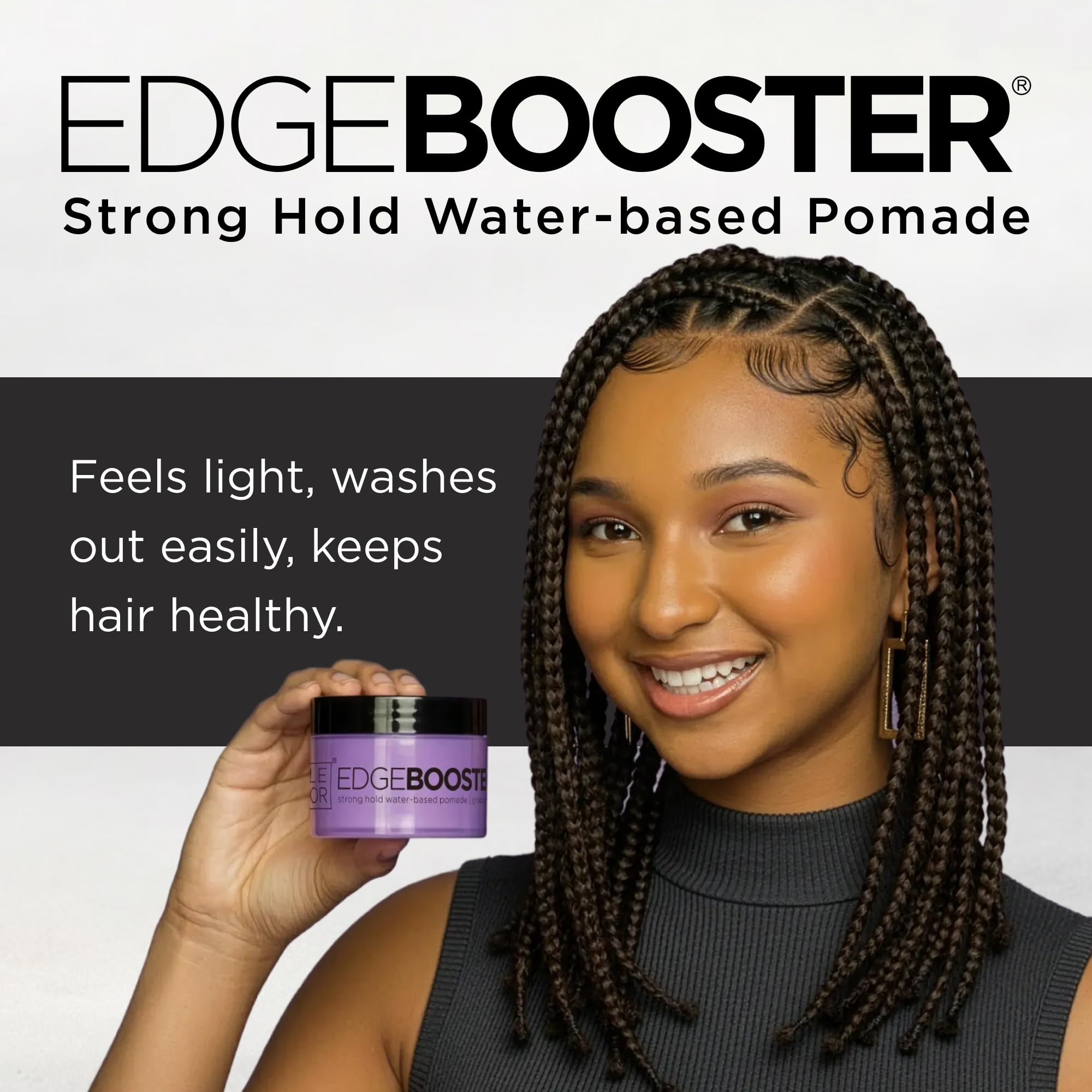Open jar close-up of Style Factor pomade texture highlighting smooth, water-based gel benefit