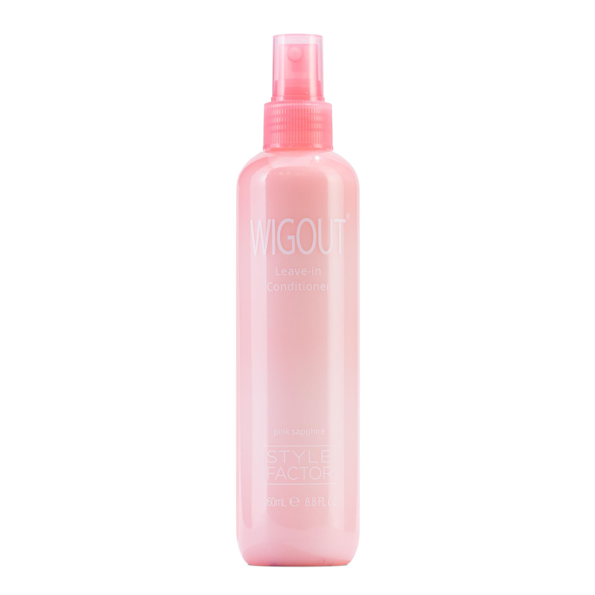Style Factor WIGOUT front bottle view showing vibrant pink packaging and size