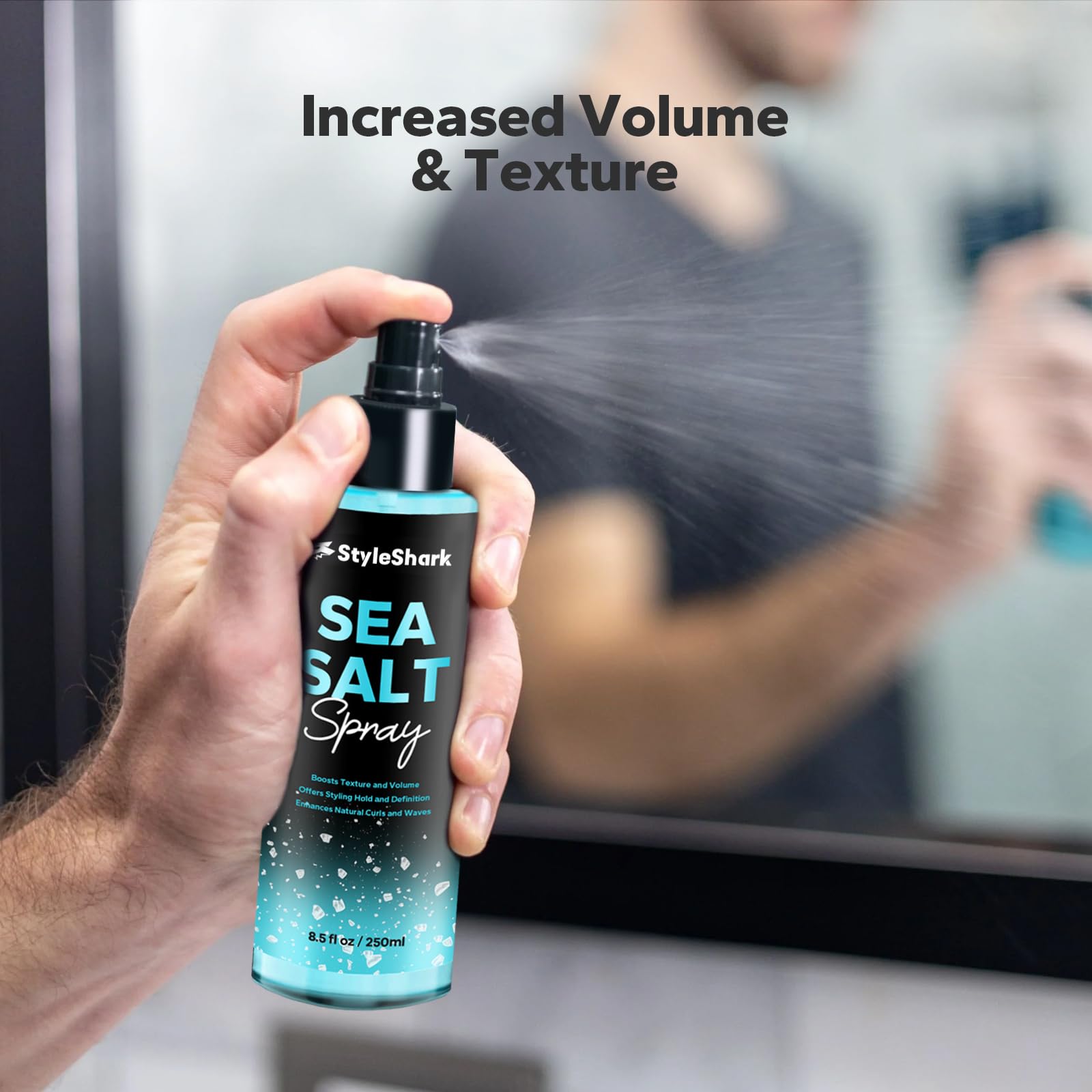 StyleShark texture demo on stylist hands showing gritty texture for hold