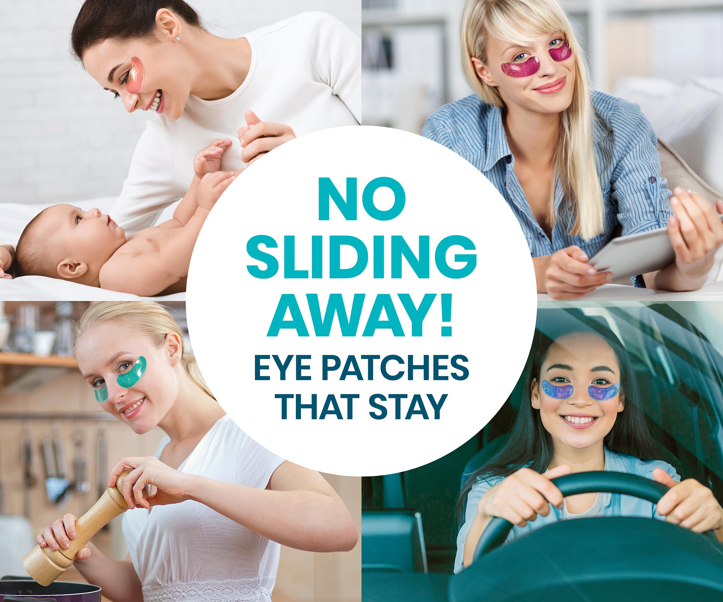 Stylia patch applied under eye, showing immediate depuffing visual effect