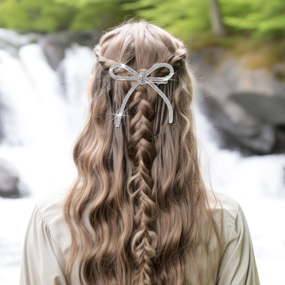 Styquenzer worn in half-up hairstyle demonstrating decorative sparkle and comfortable wear