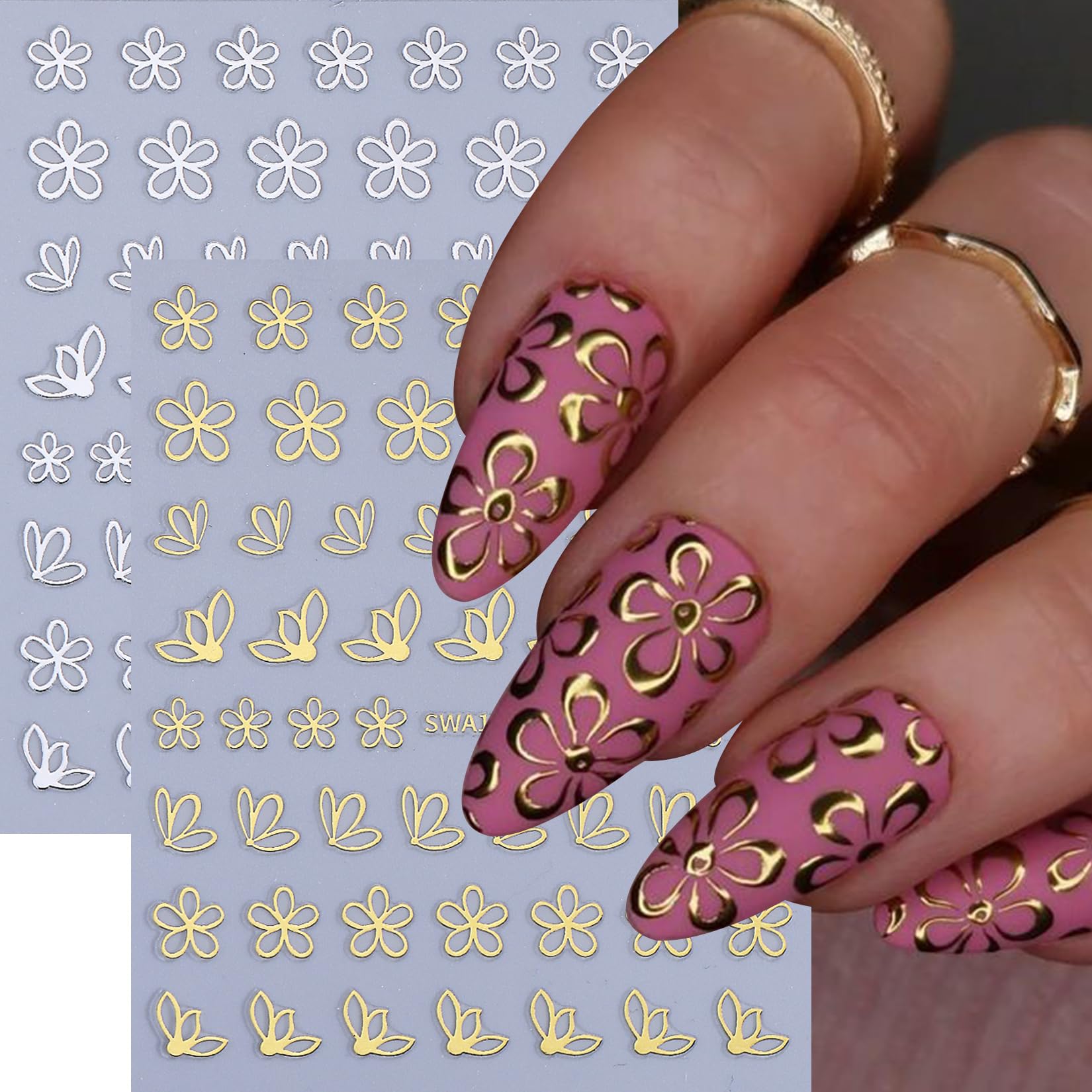 STZPRONAIL close-up of metallic line texture and flower details for polished shine