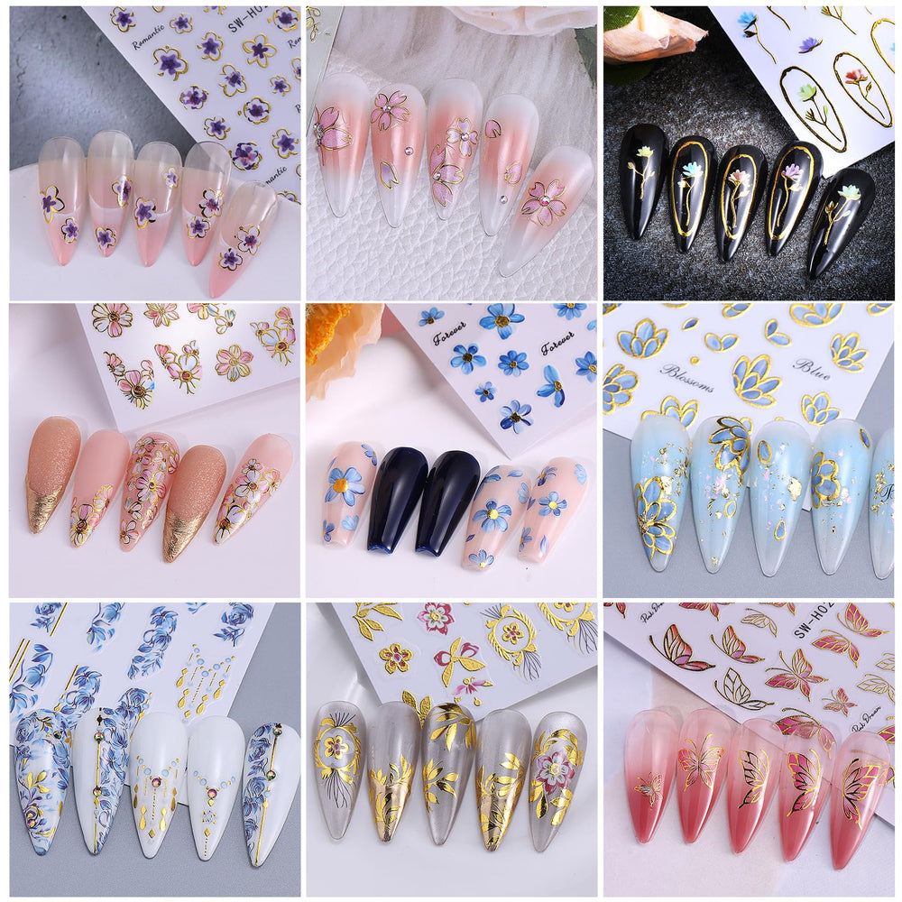 STZPRONAIL detailed cherry blossom and lily decals illustrating delicate patterning