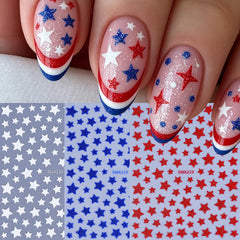 STZPRONAIL finished manicure with red white blue stars, festive polished look