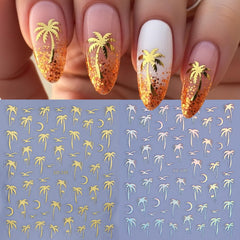 STZPRONAIL flamingo and shell decals arranged flat to display style mix and options