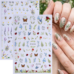 STZPRONAIL flower and green leaf motifs offering delicate summer accents
