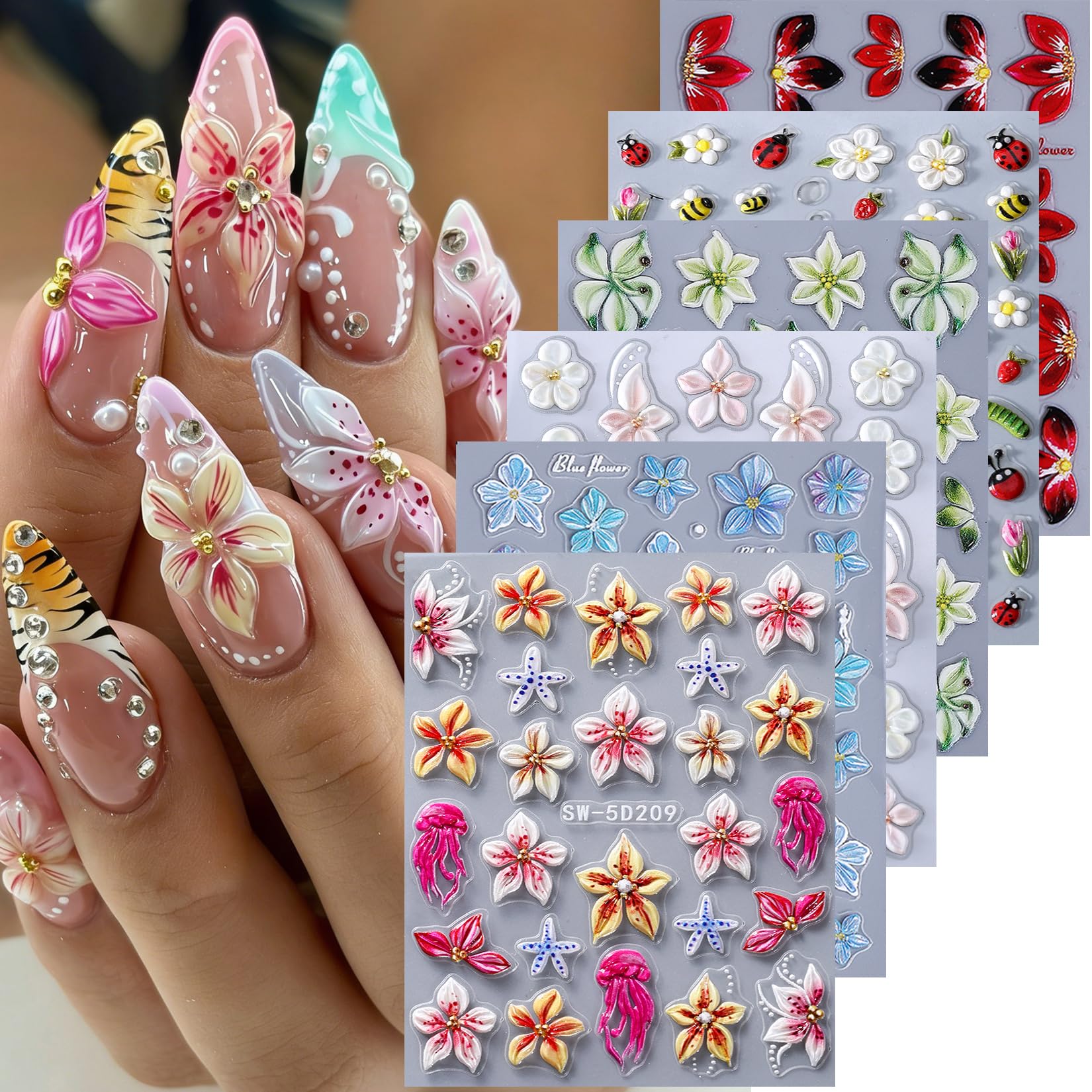 STZPRONAIL front packaging showing six sheets and tropical designs for easy selection