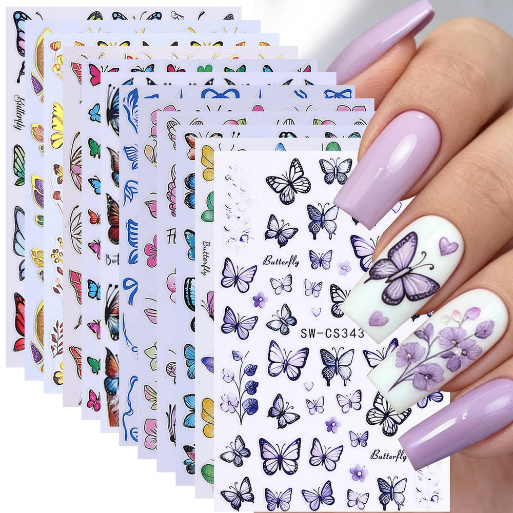 STZPRONAIL front packaging showing 12 sheets and colorful butterflies, perfect for DIY nails