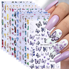 STZPRONAIL front packaging showing 12 sheets and colorful butterflies, perfect for DIY nails