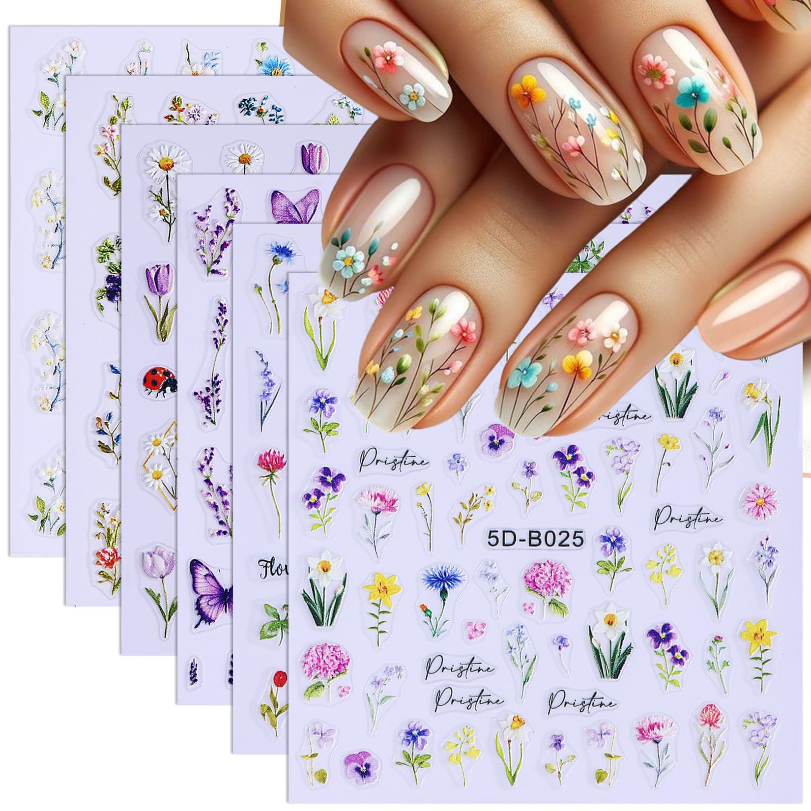 STZPRONAIL front packaging showing six floral decal sheets and variety benefit