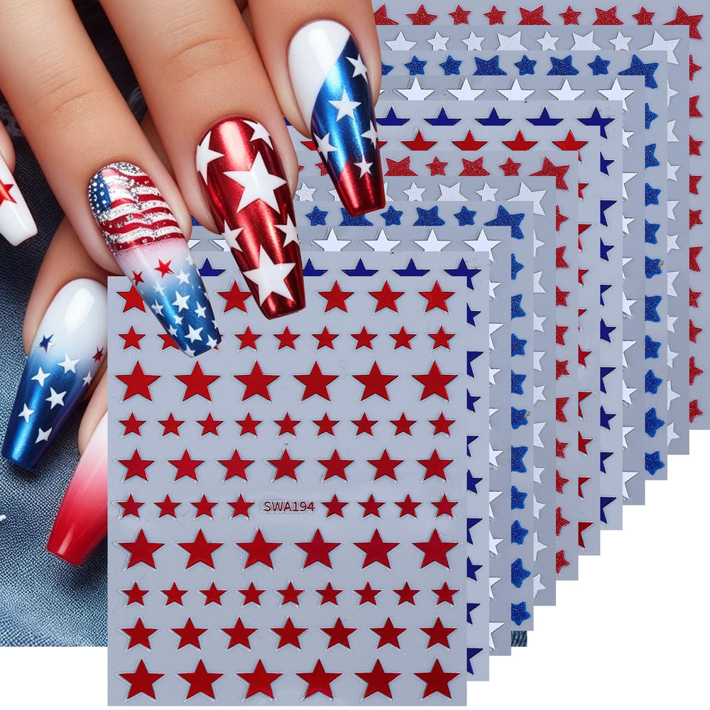 STZPRONAIL front packaging showing patriotic star stickers, easy holiday nails