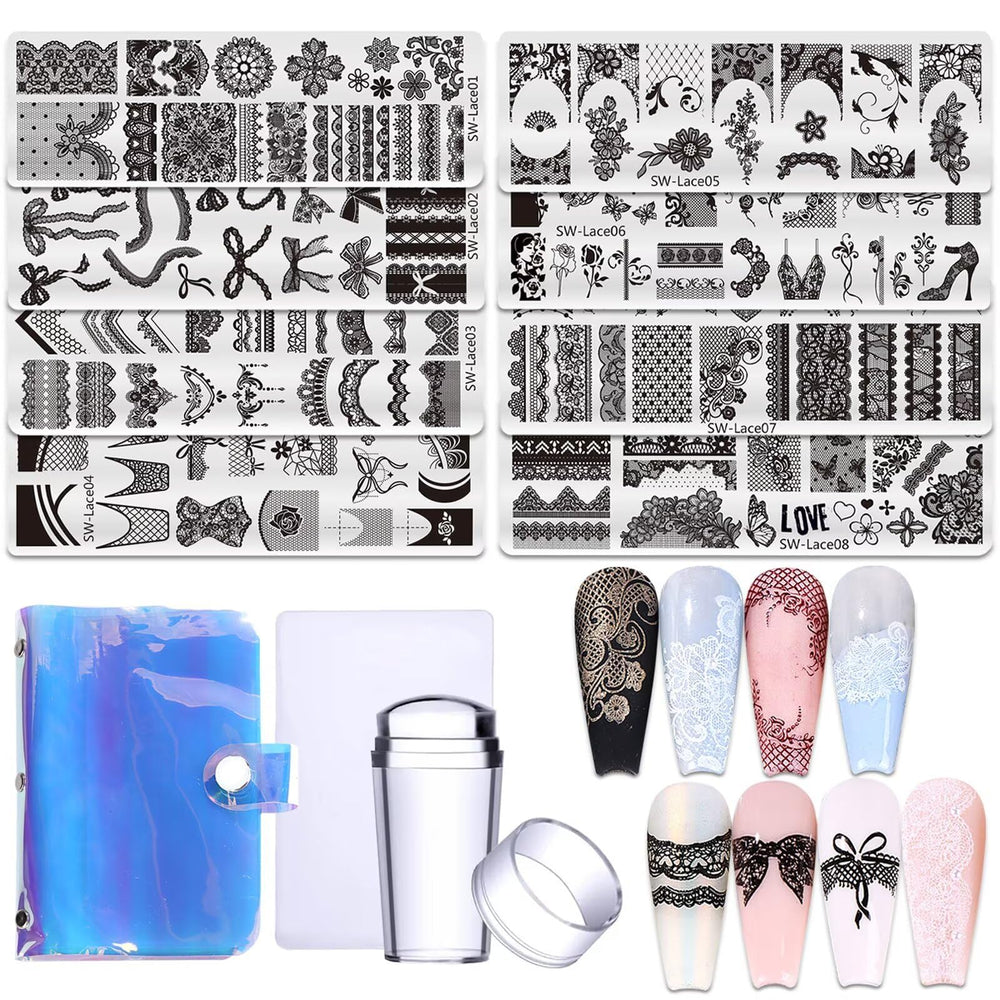 STZPRONAIL front packaging showing full lace stamping kit and portability benefit