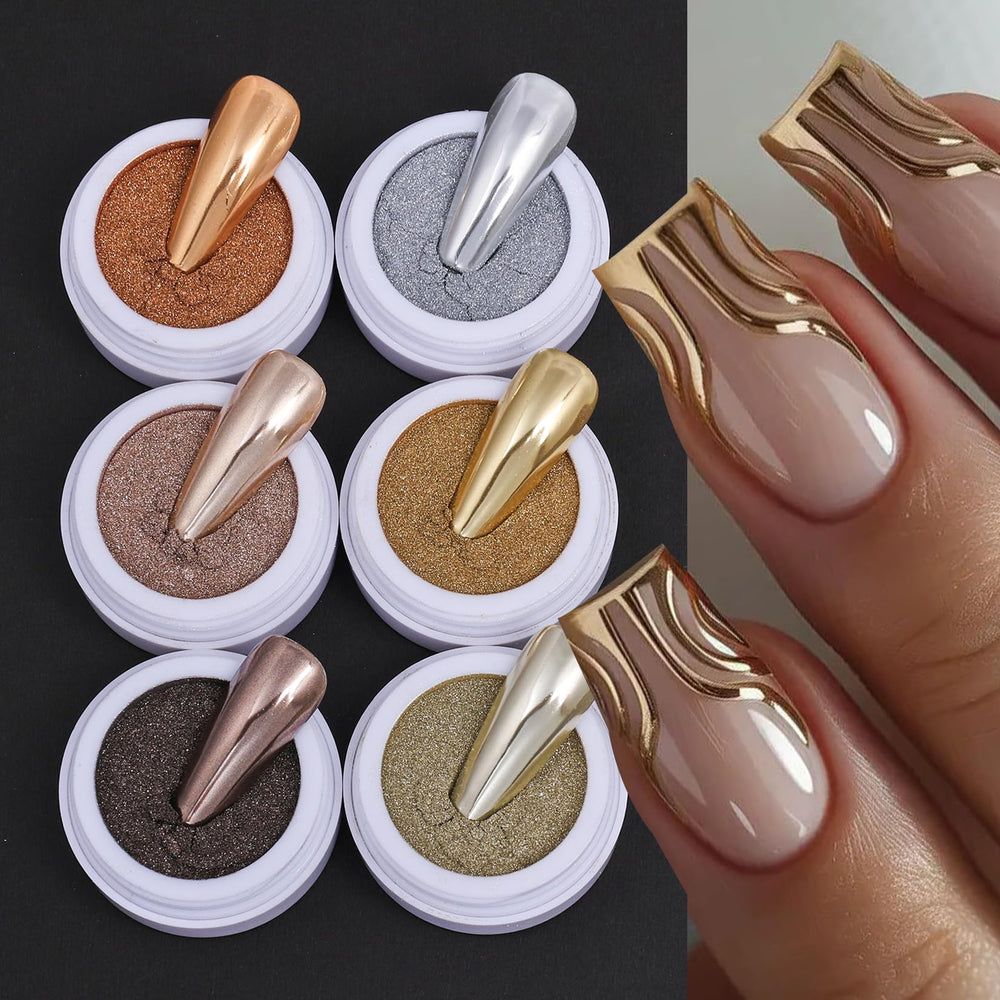 STZPRONAIL front packaging with six metallic chrome powders for versatile manicures