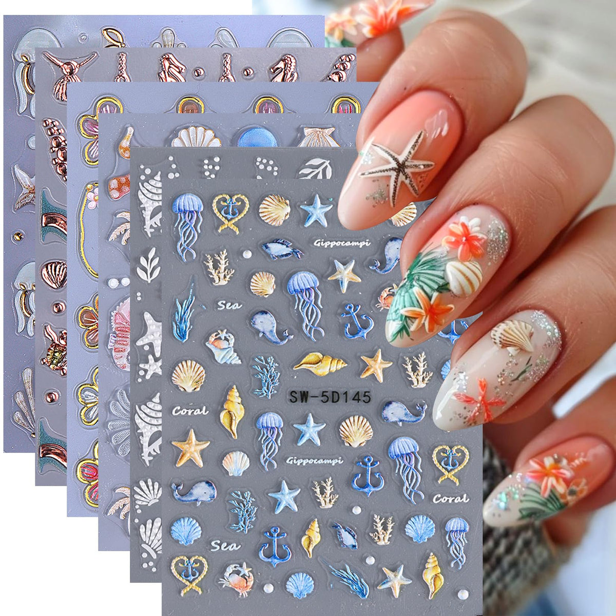 STZPRONAIL front packaging showing six sheets and ocean icons for convenient selection