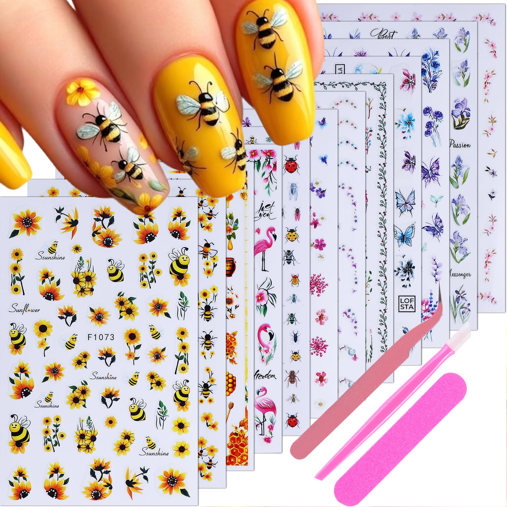 STZPRONAIL front packaging with 12 sticker sheets and tools, ready to use