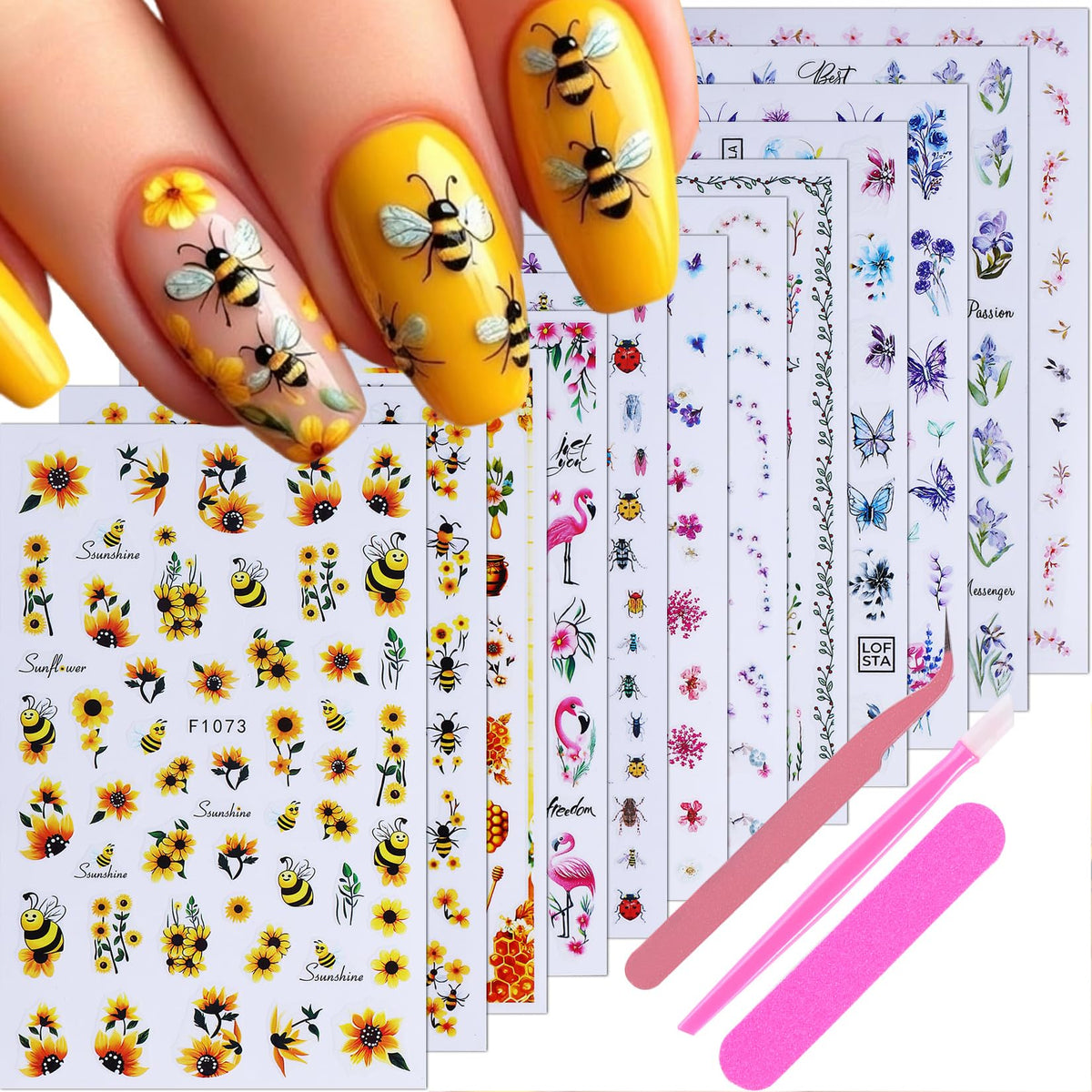 STZPRONAIL front packaging with 12 sticker sheets and tools, ready to use