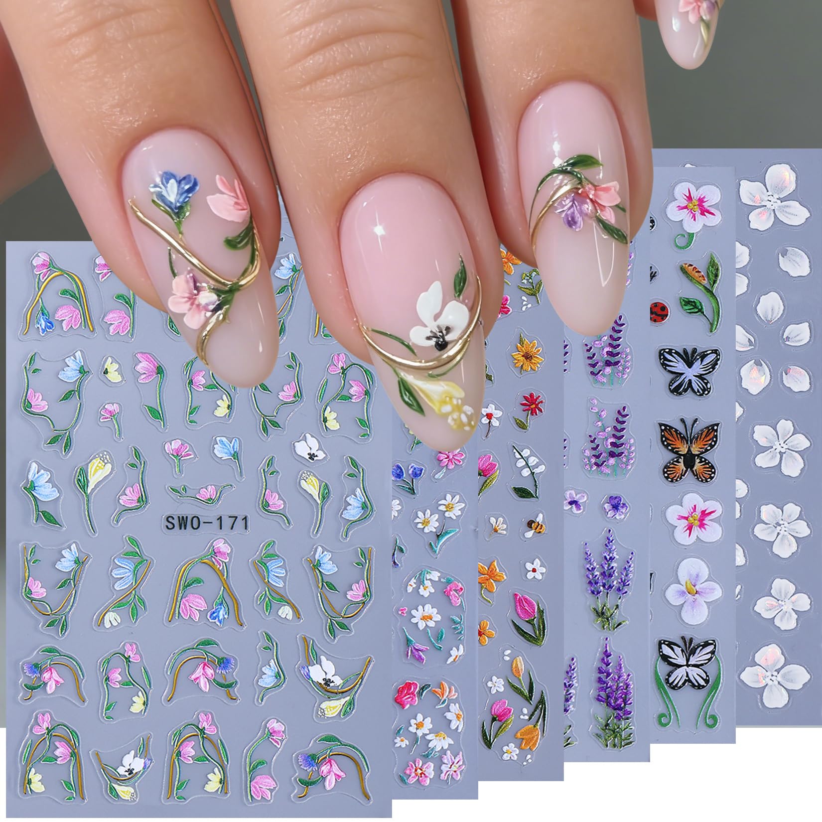 STZPRONAIL front packaging showing six floral decal sheets and brand