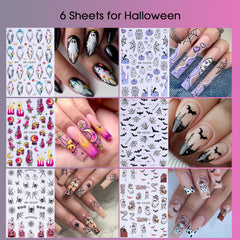 STZPRONAIL Halloween decal detail with bats and pumpkins creating spooky manicure accents