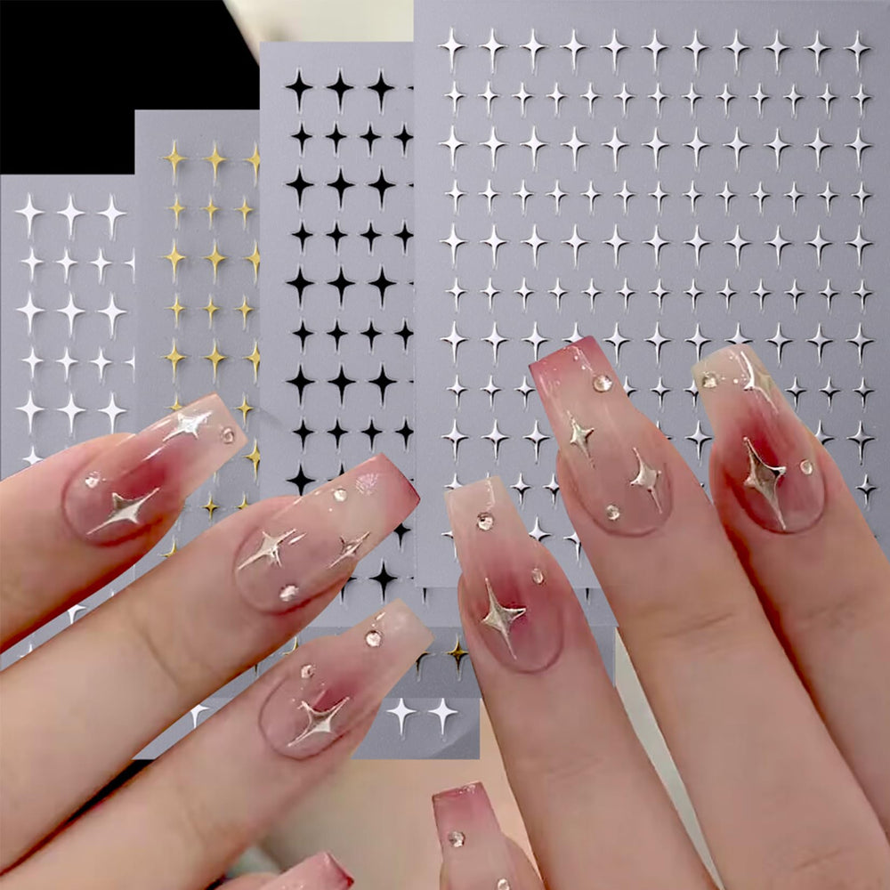 STZPRONAIL metallic gold star detail demonstrating shiny Y2K effect and depth