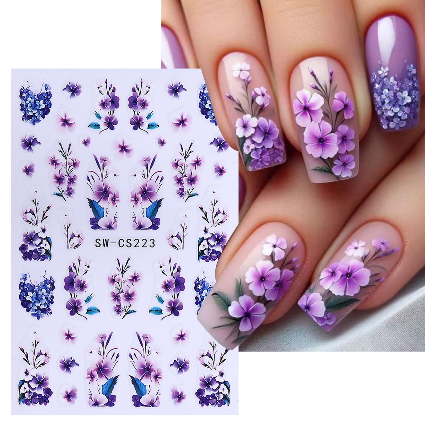 STZPRONAIL variety flatlay of mixed floral and butterfly designs to show styling options