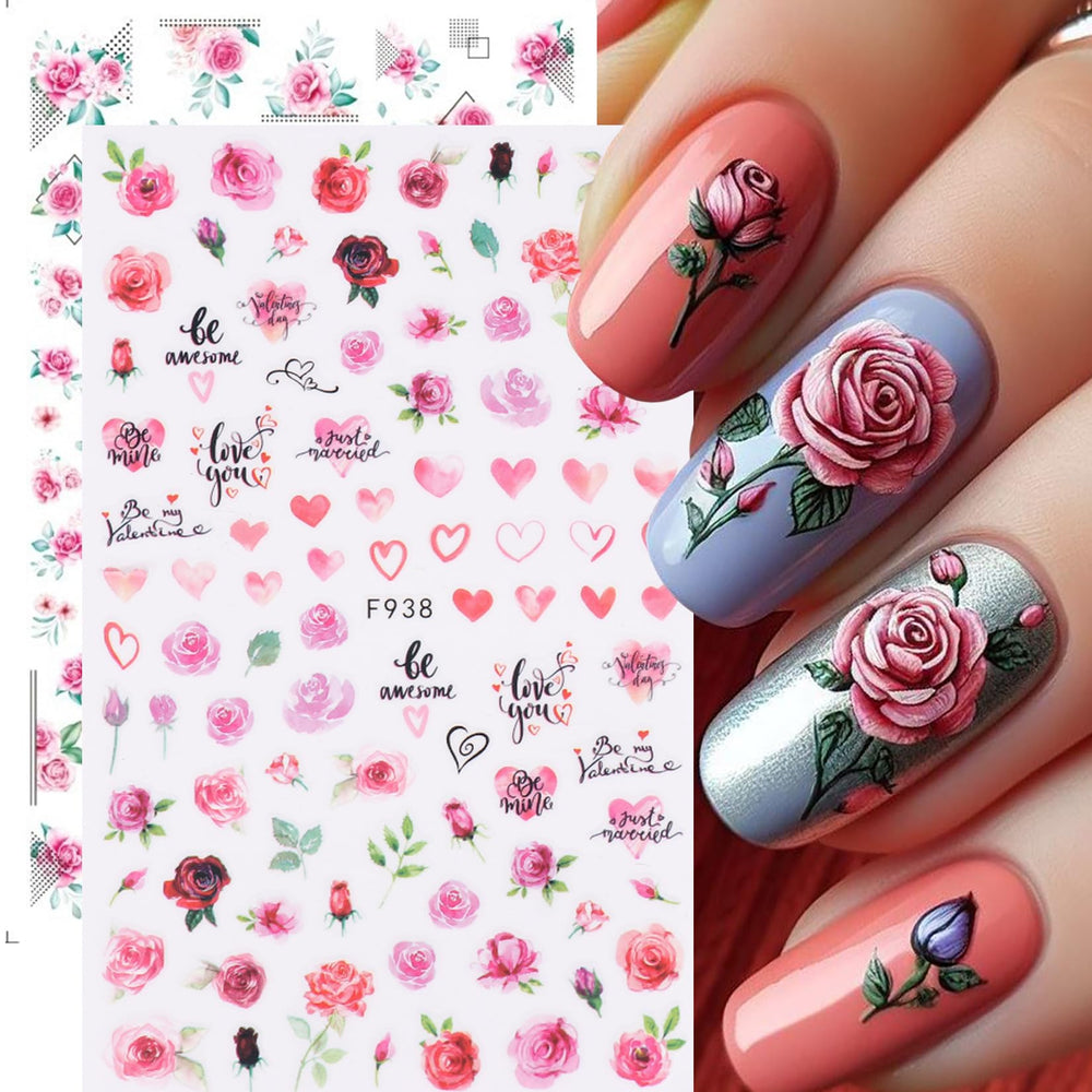 STZPRONAIL set of nails with Valentine designs showing romantic color choices