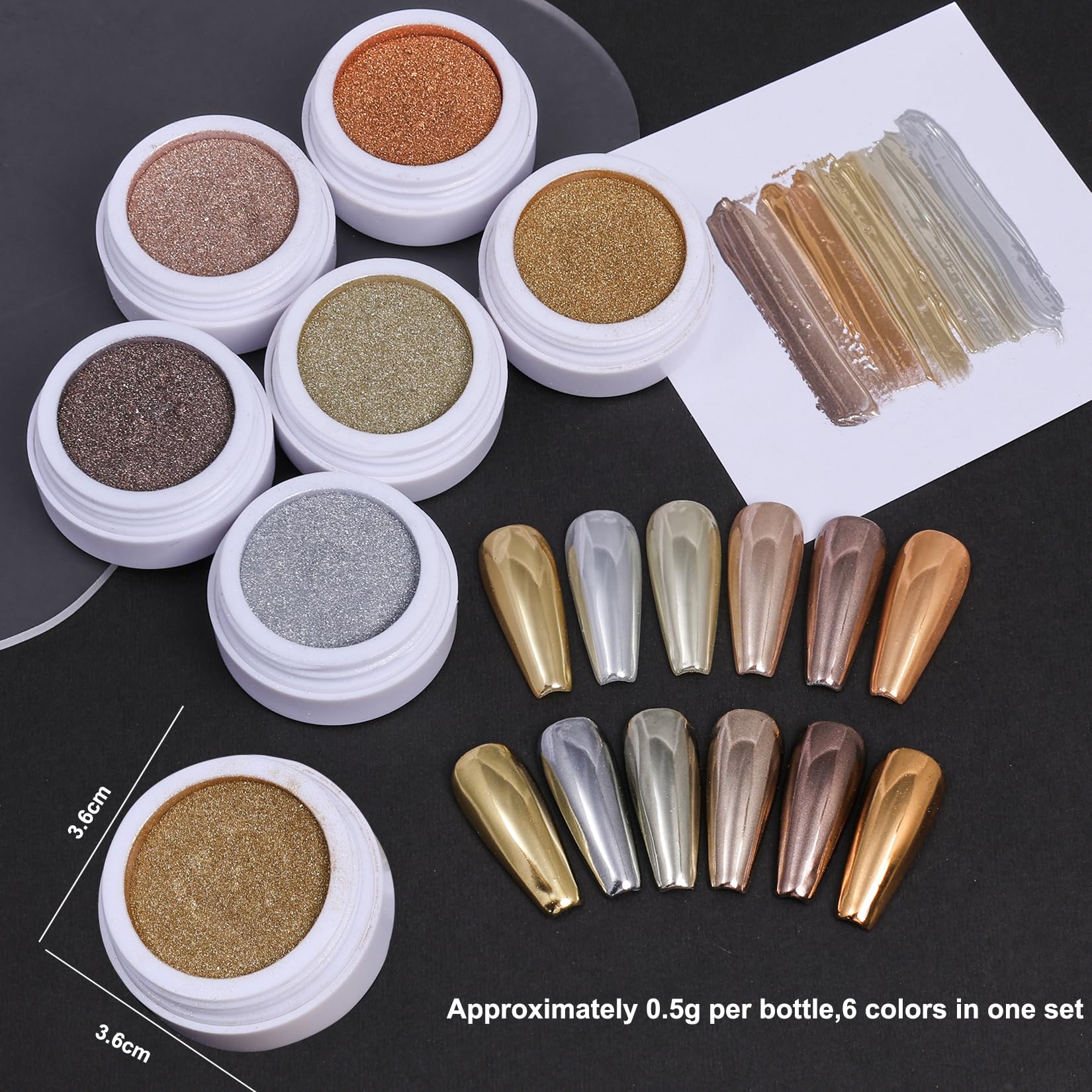 STZPRONAIL open kit showing six distinct chrome and holographic shades for creativity