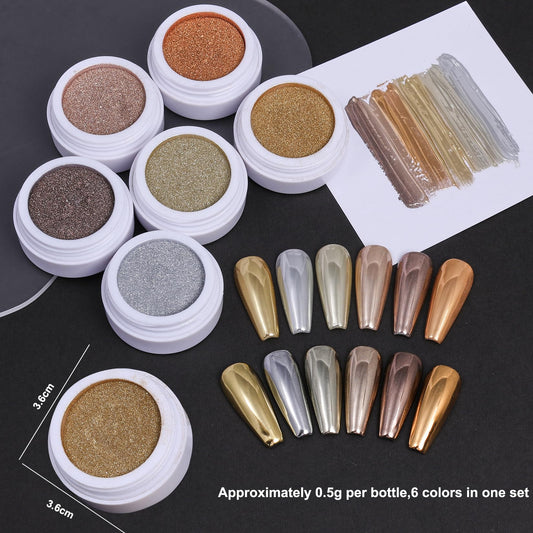 STZPRONAIL open kit showing six distinct chrome and holographic shades for creativity