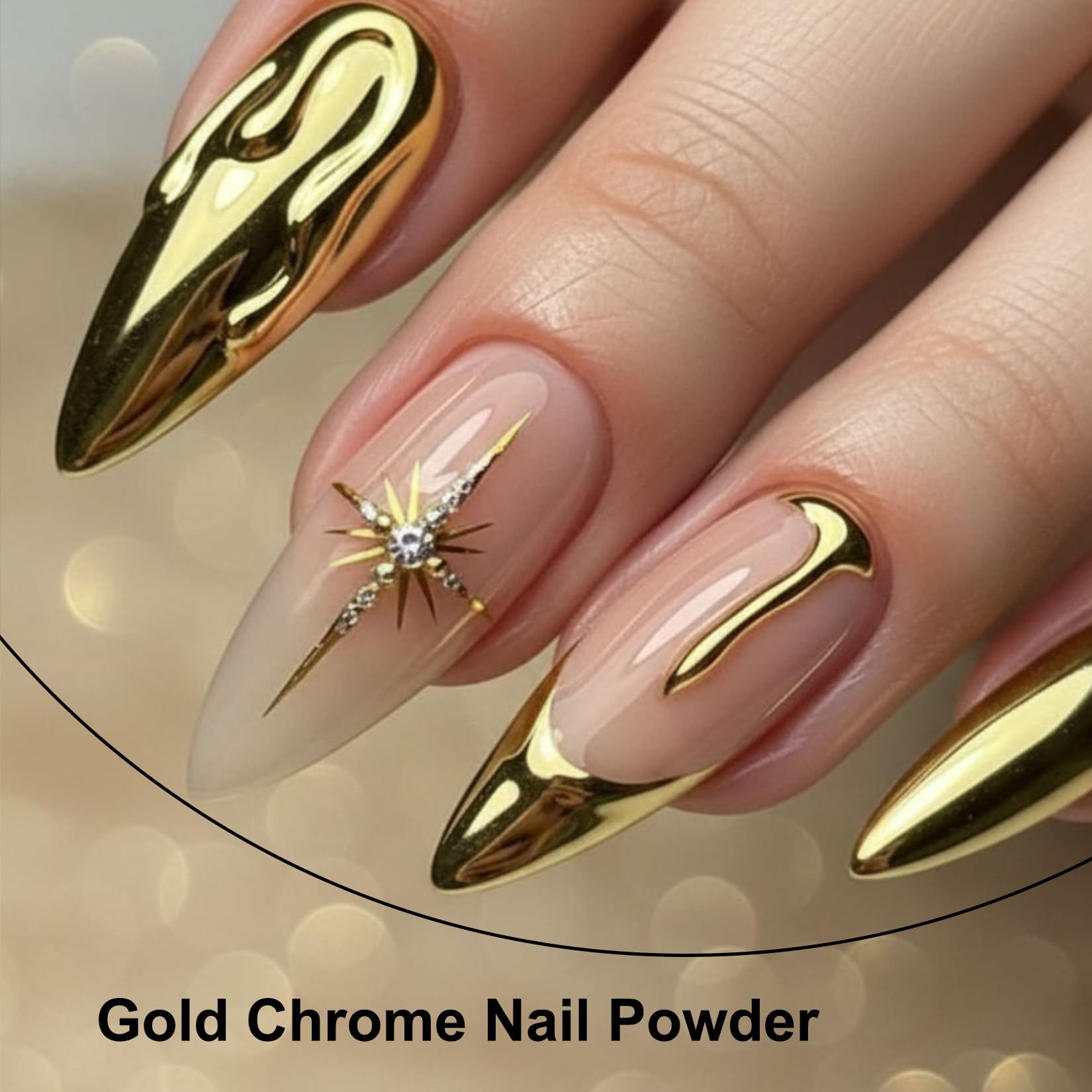 STZPRONAIL mirror chrome effect on gel nail demonstrating high-shine reflective benefit