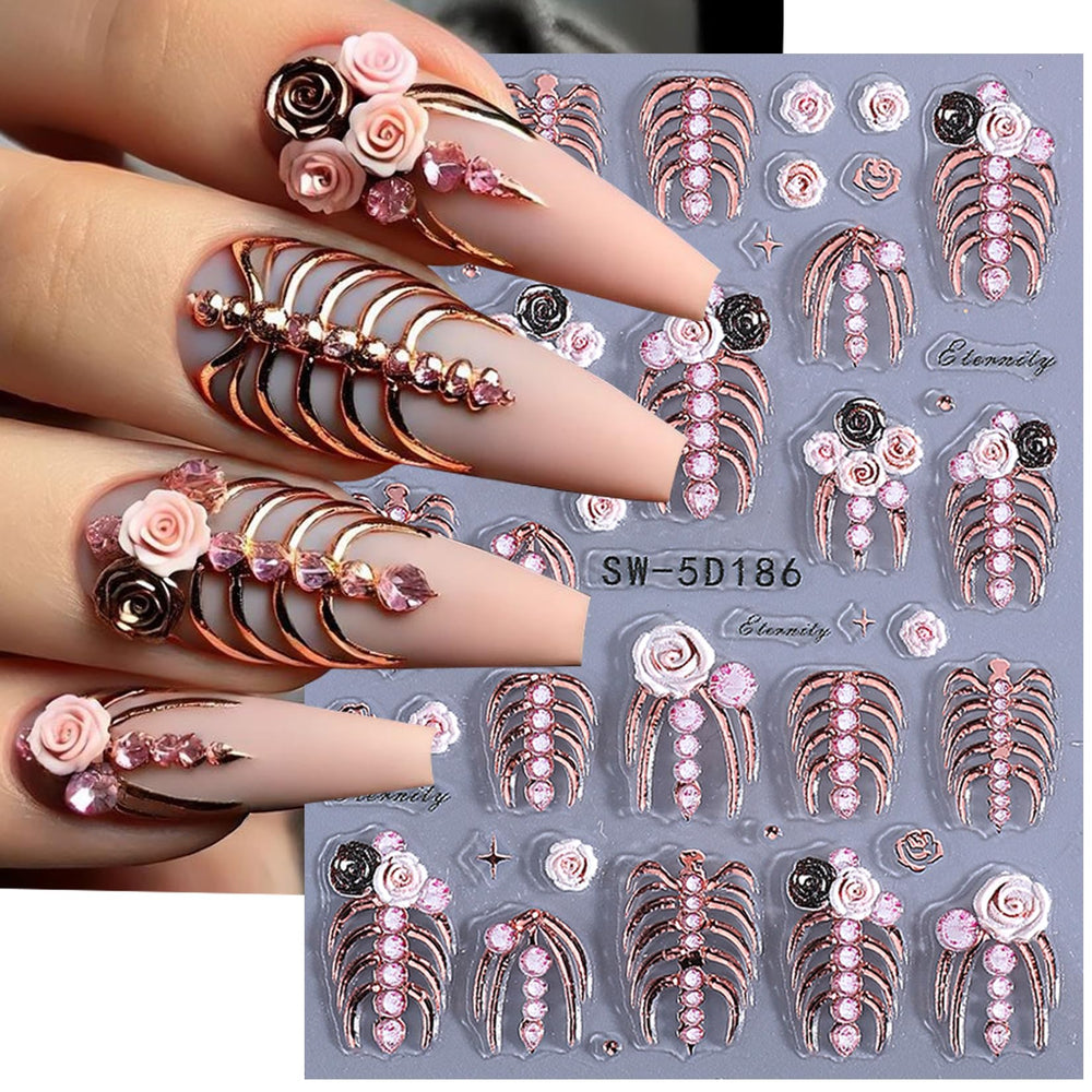 STZPRONAIL rose gold decal detail showing metallic shine and dramatic manicure accent